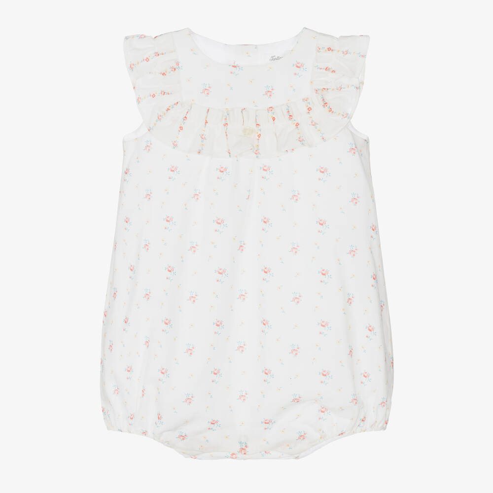 Tartine et Chocolat - Baby Girls White Floral Cotton Shortie | Childrensalon