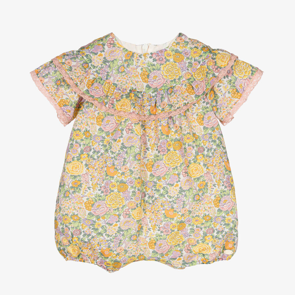 Tartine et Chocolat - Baby Girls Yellow Floral Cotton Shortie | Childrensalon