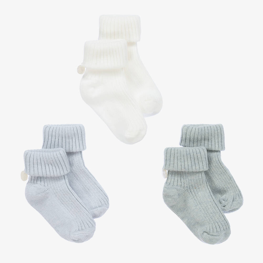 Tartine et Chocolat - Blue Cotton Baby Socks (3 Pack) | Childrensalon