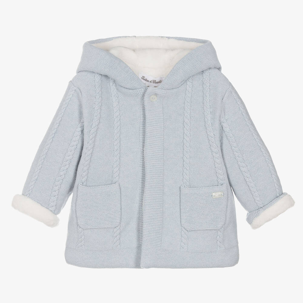 Tartine et Chocolat - Blue Wool & Cashmere Pram Coat | Childrensalon