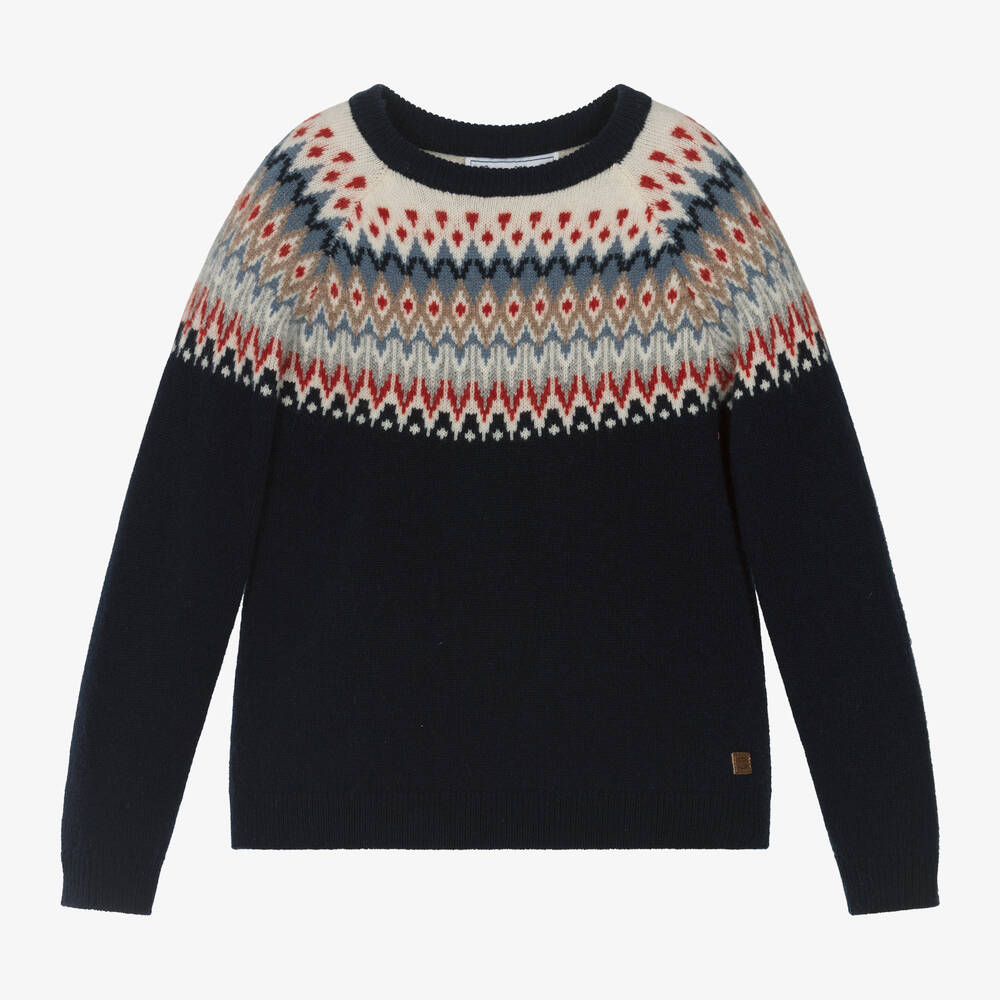Tartine et Chocolat -  Boys Blue Wool Sweater | Childrensalon