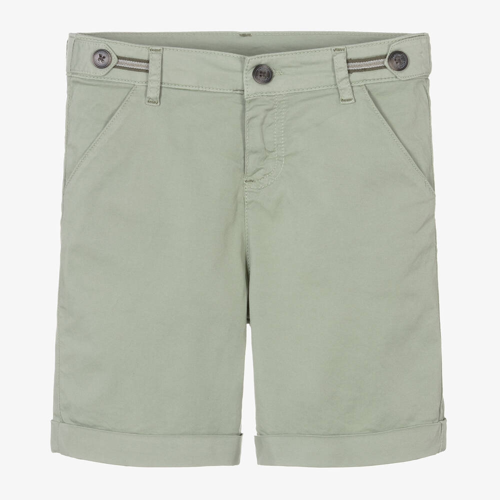 Tartine et Chocolat - Boys Green Cotton Chino Shorts | Childrensalon