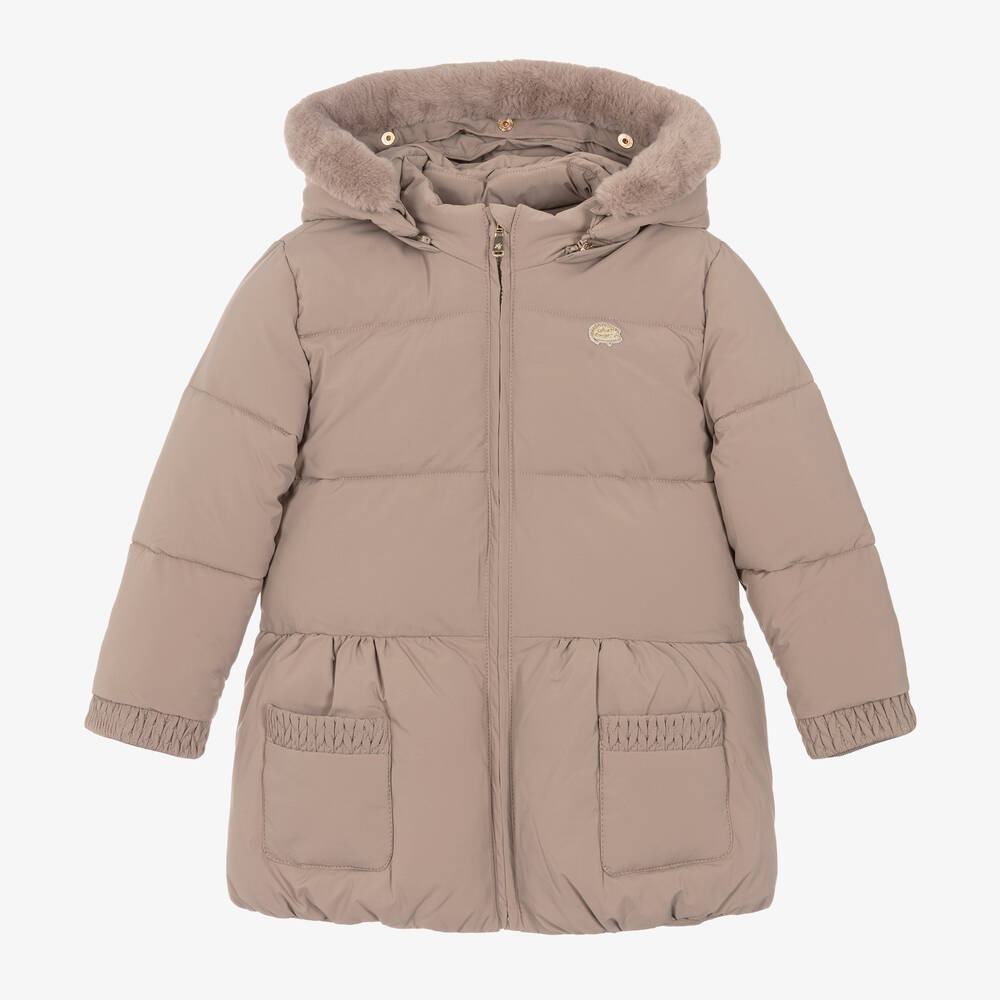 Tartine et Chocolat - Girls Beige Padded Puffer Coat | Childrensalon