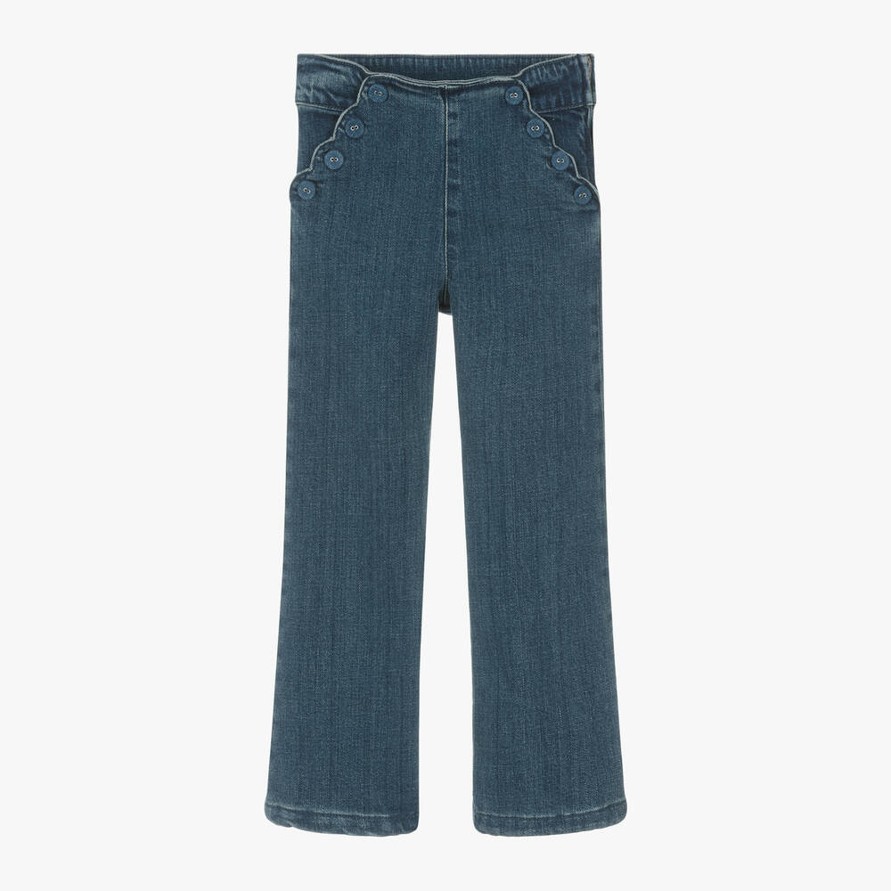 Tartine et Chocolat - Girls Blue Denim Relaxed Fit Jeans | Childrensalon