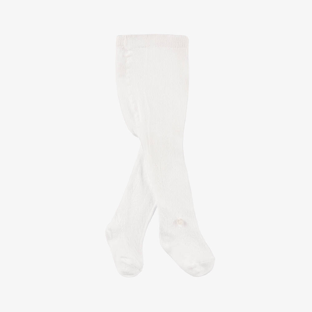 Tartine et Chocolat - Girls Ivory Cotton Tights | Childrensalon