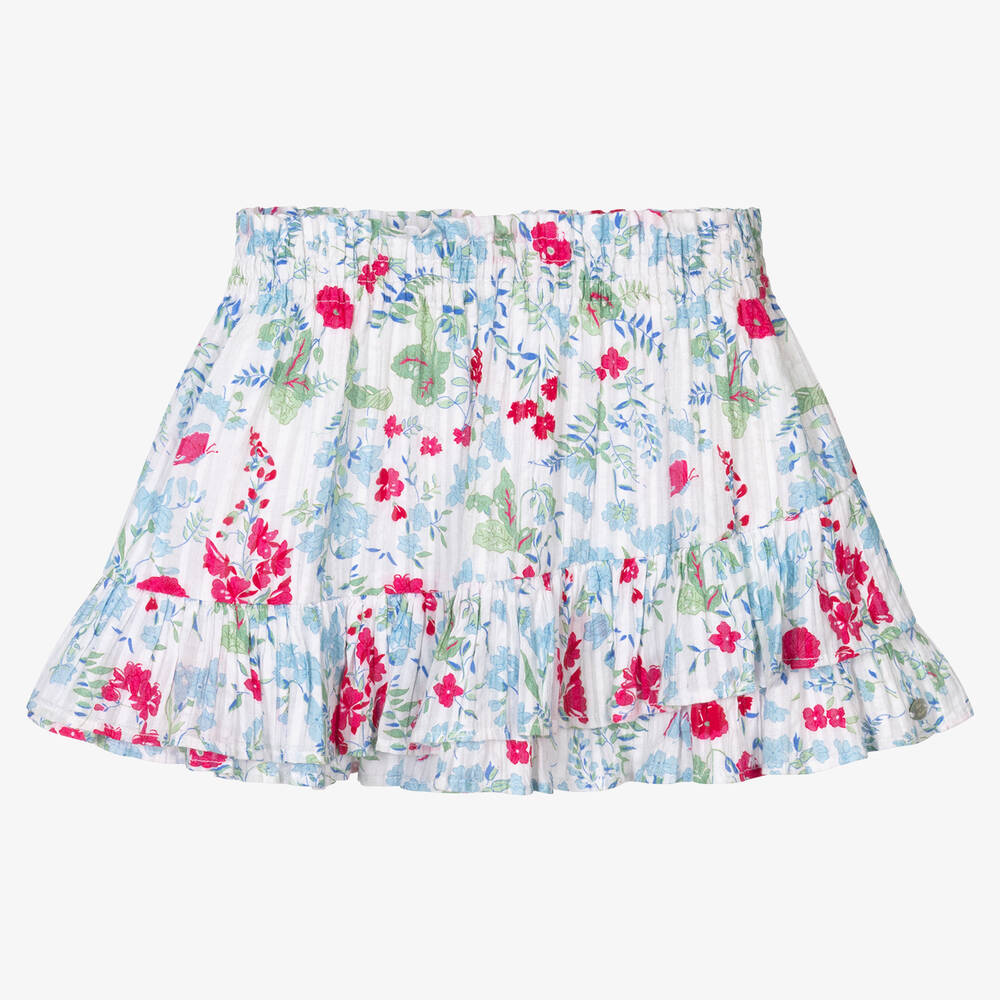 Tartine et Chocolat - Girls Ivory Floral Print Skirt | Childrensalon