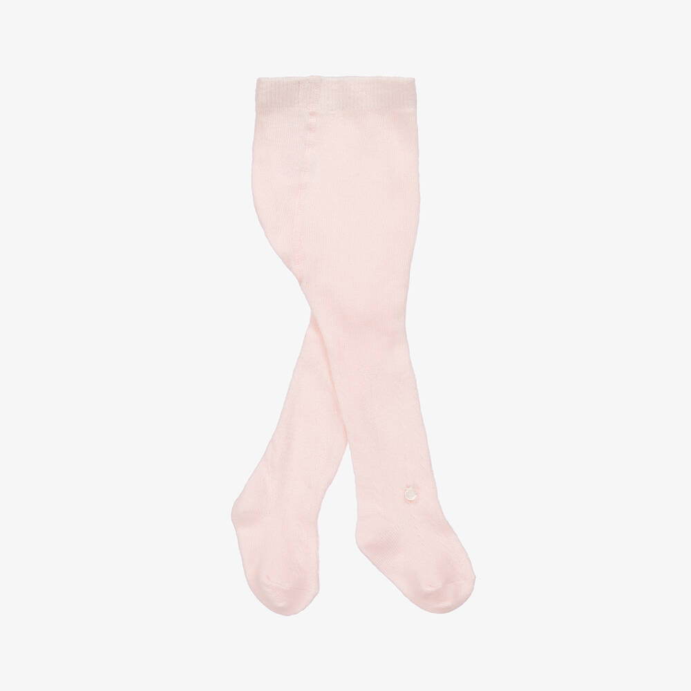 Tartine et Chocolat - Girls Pink Cotton Tights | Childrensalon