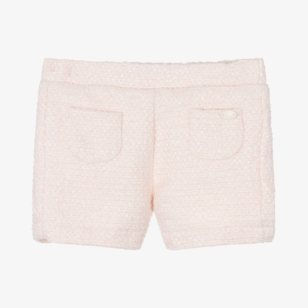 Tartine et Chocolat - Girls Pink Cotton Tweed Shorts | Childrensalon