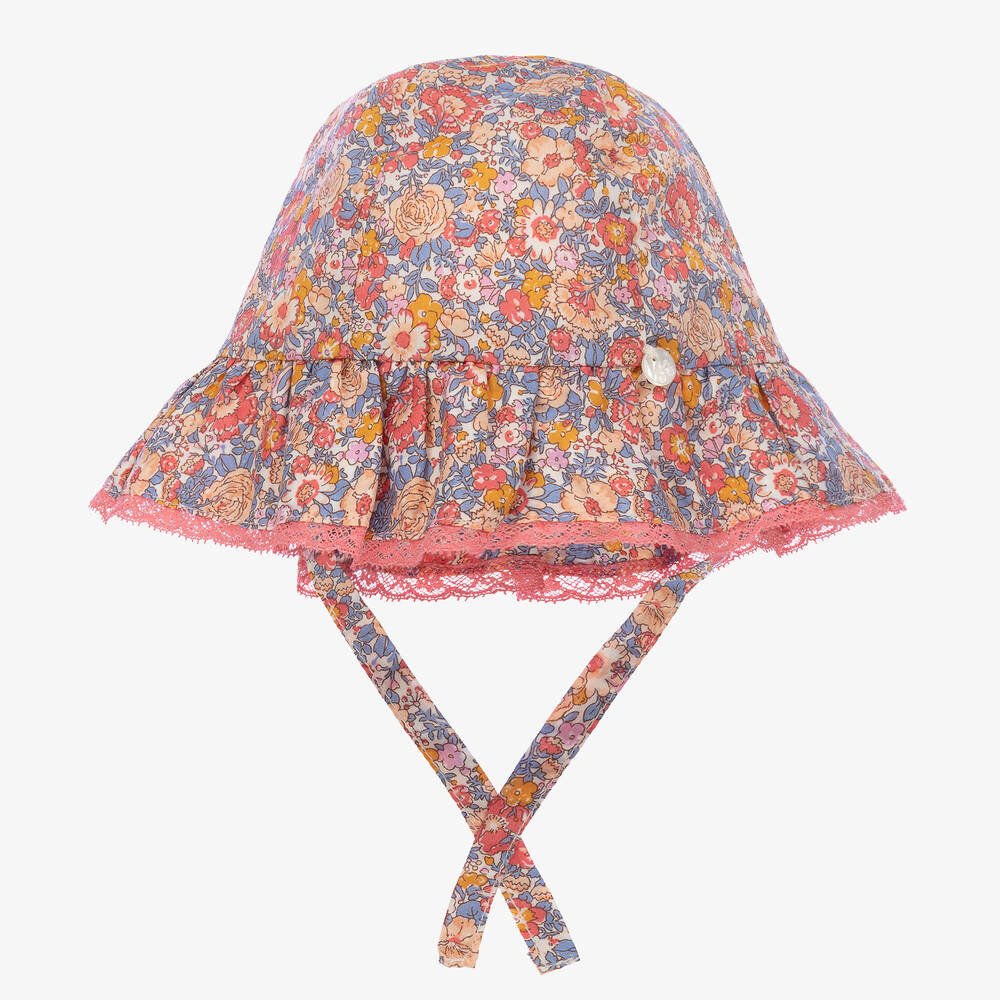 Tartine et Chocolat - Girls Pink Floral Liberty Hat | Childrensalon