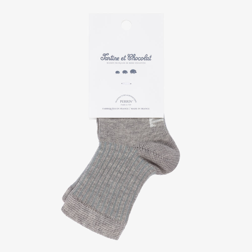 Tartine et Chocolat - Grey Knitted Cotton Socks | Childrensalon