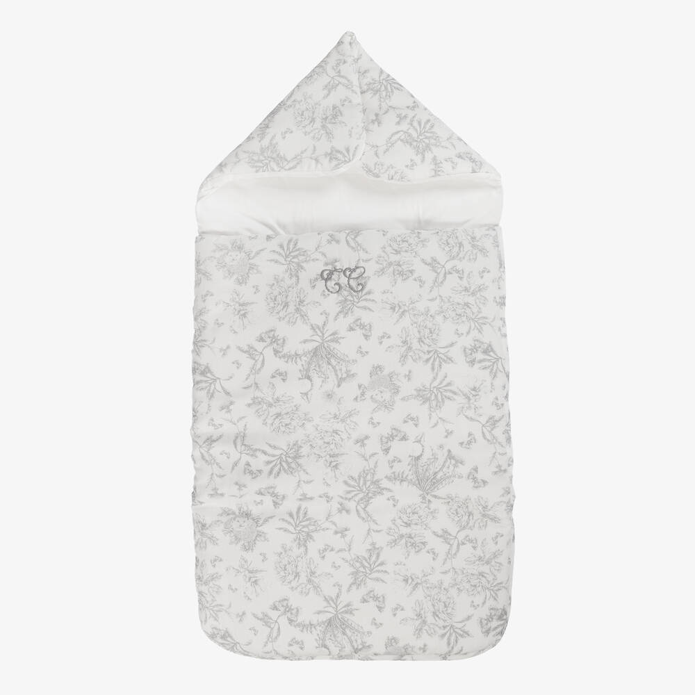 Tartine et Chocolat - Grey Toile De Jouy Cotton Nest (81cm) | Childrensalon