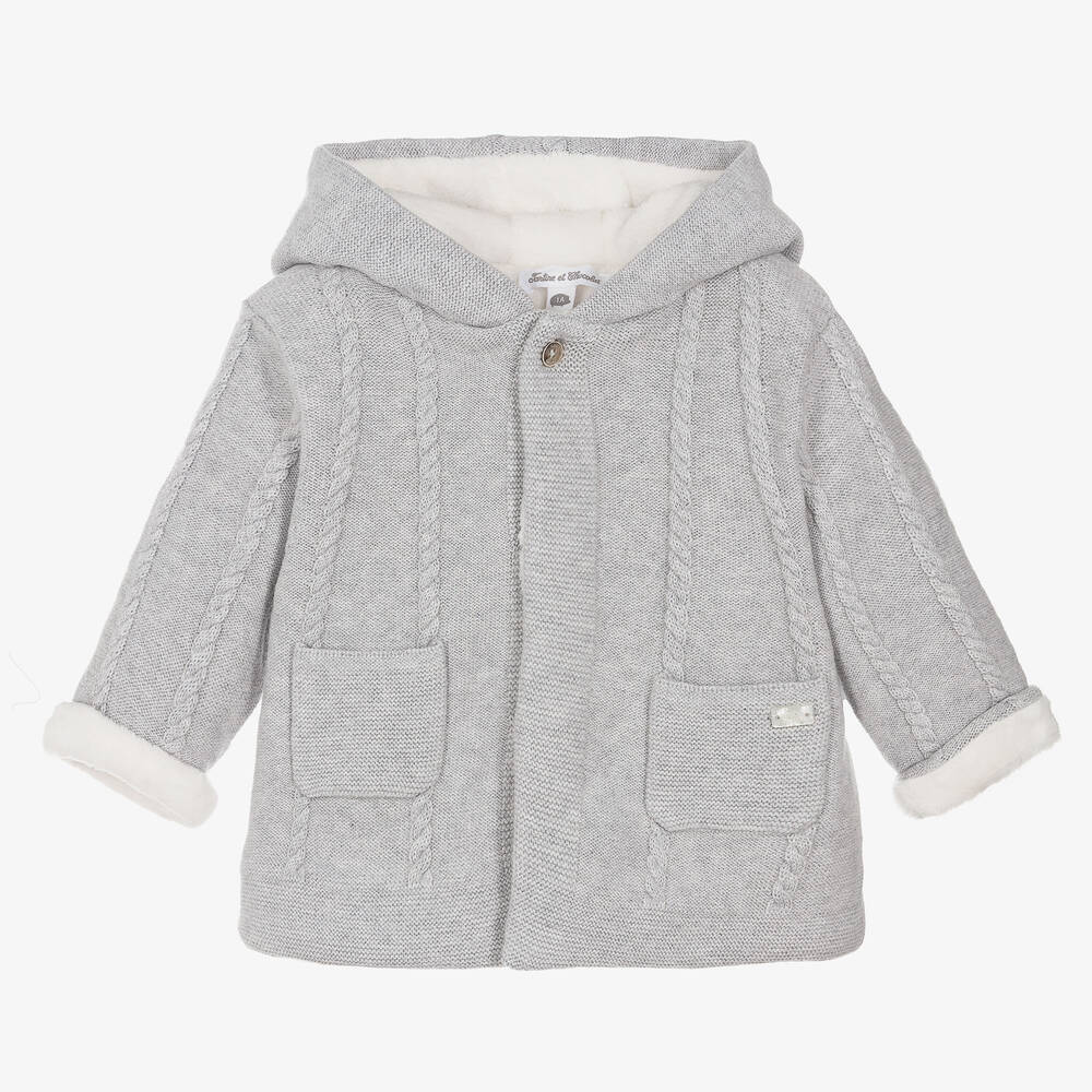 Tartine et Chocolat - Grey Wool & Cashmere Pram Coat | Childrensalon