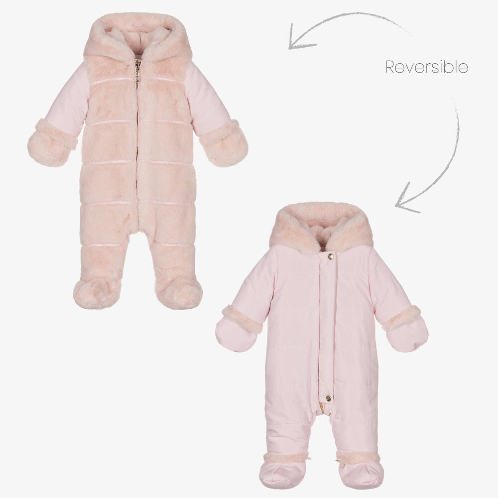 Tartine et Chocolat - Pink Reversible Baby Snowsuit | Childrensalon
