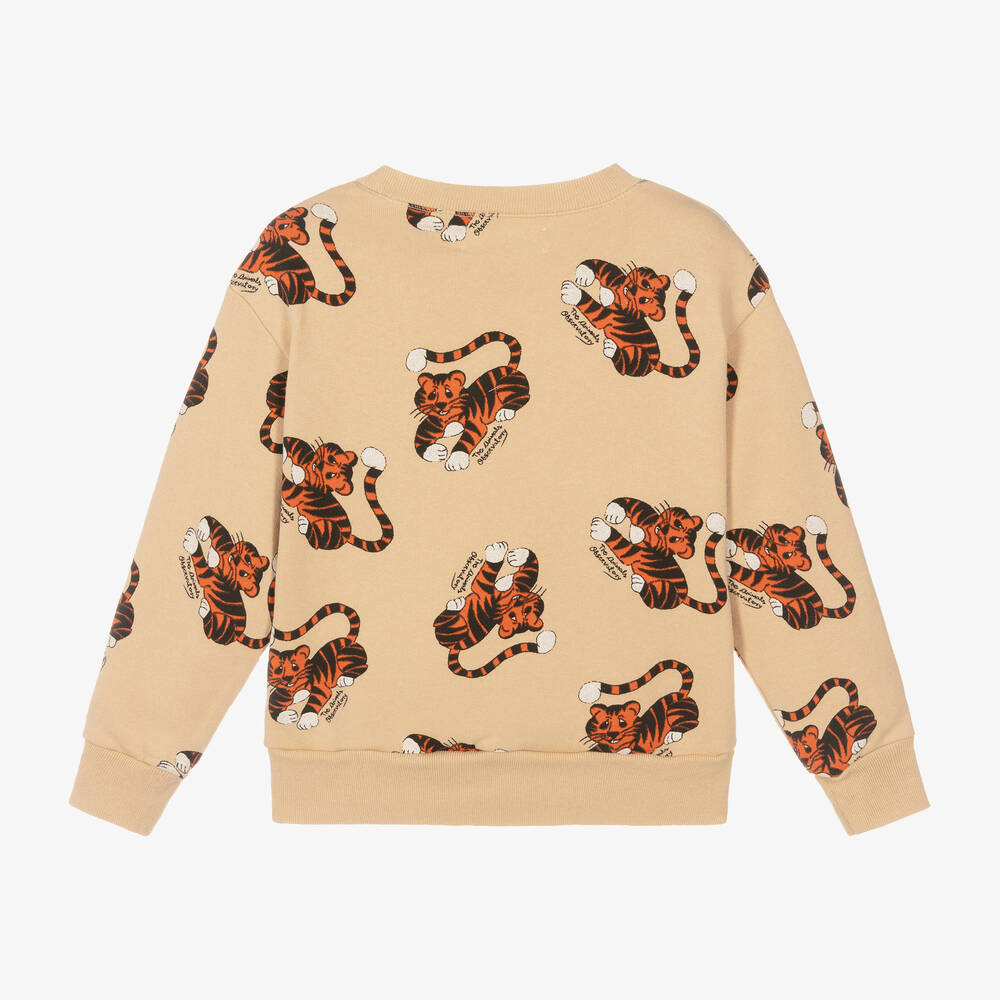 The Animals Observatory - Beige Tiger Print Cotton Sweatshirt ...