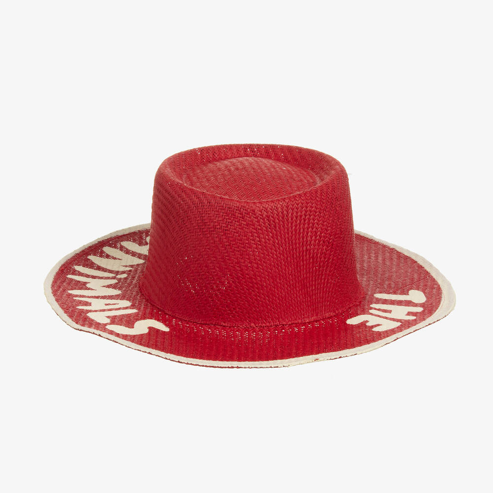The Animals Observatory Kids' Deep Red Straw Hat