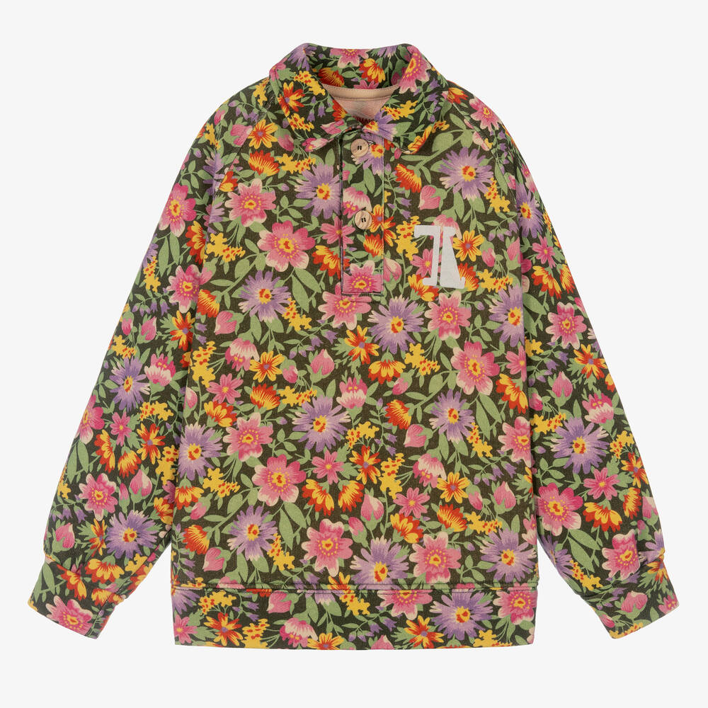 The Animals Observatory - Girls Green & Pink Cotton Floral Top ...