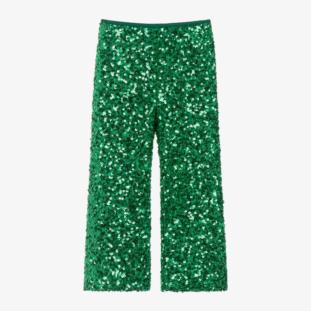 The Animals Observatory - Girls Green Sequin Trousers | Childrensalon