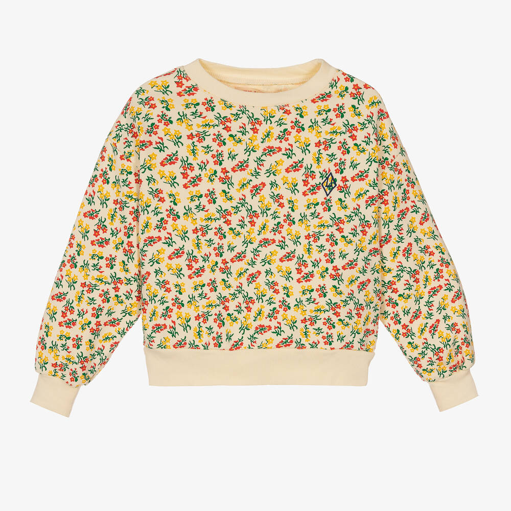 The Animals Observatory - Girls Ivory Cotton Floral Sweatshirt ...