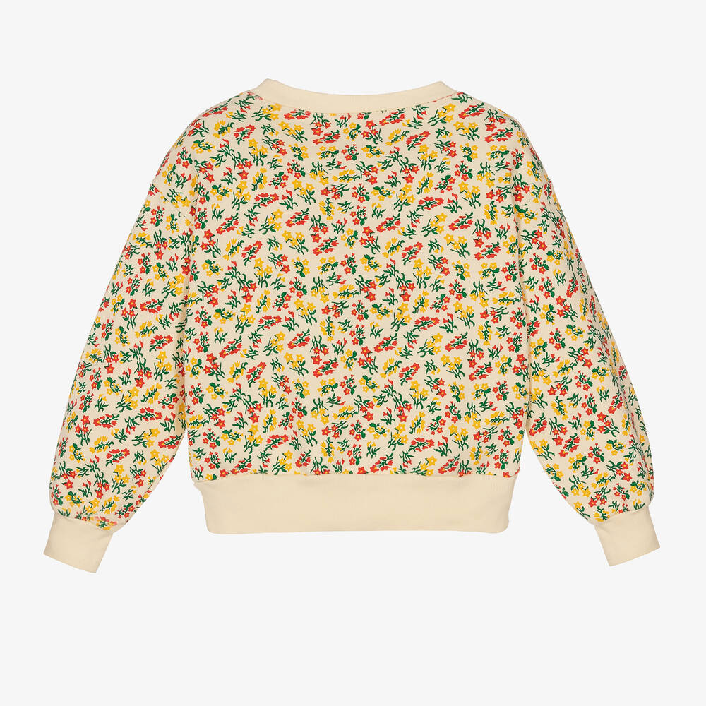 The Animals Observatory - Girls Ivory Cotton Floral Sweatshirt ...