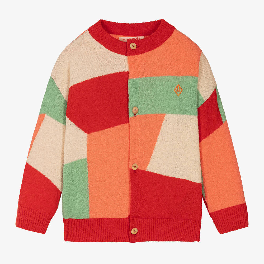 The Animals Observatory - Girls Red Cotton Abstract Cardigan | Childrensalon