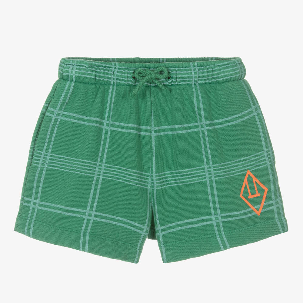 The Animals Observatory Green Check Cotton Jersey Shorts