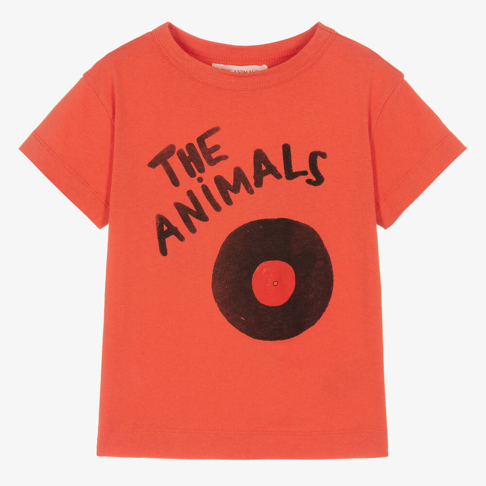The Animals Observatory - T-shirt coton rouge à disque vinyle | Childrensalon