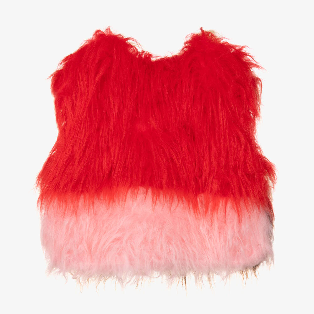 The Animals Observatory Red & Ivory Faux Fur Slipover