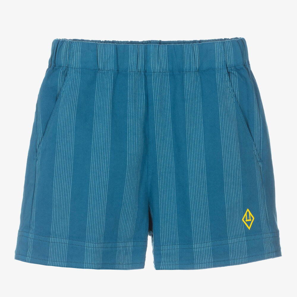 The Animals Observatory Teen Blue Stripe Cotton Twill Shorts