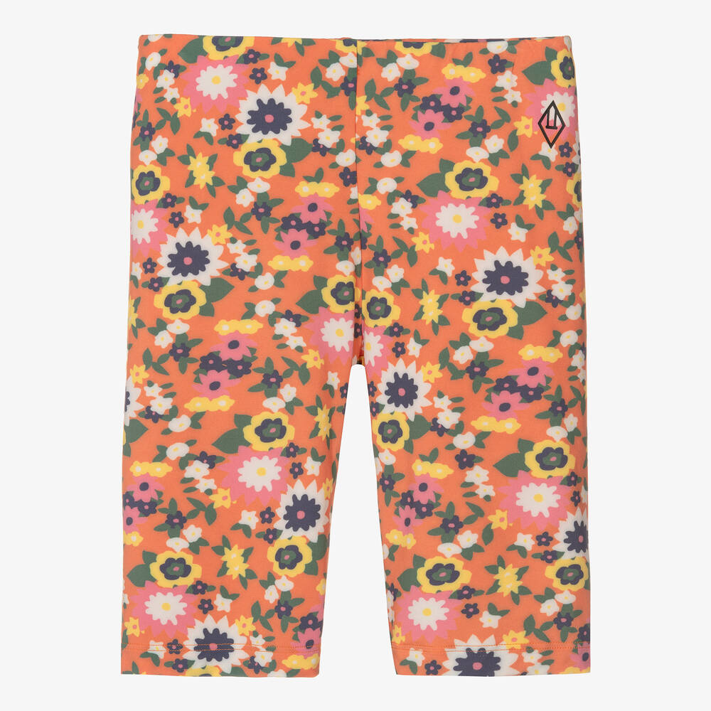 The Animals Observatory - Teen Girls Orange Floral Cycling Shorts | Childrensalon