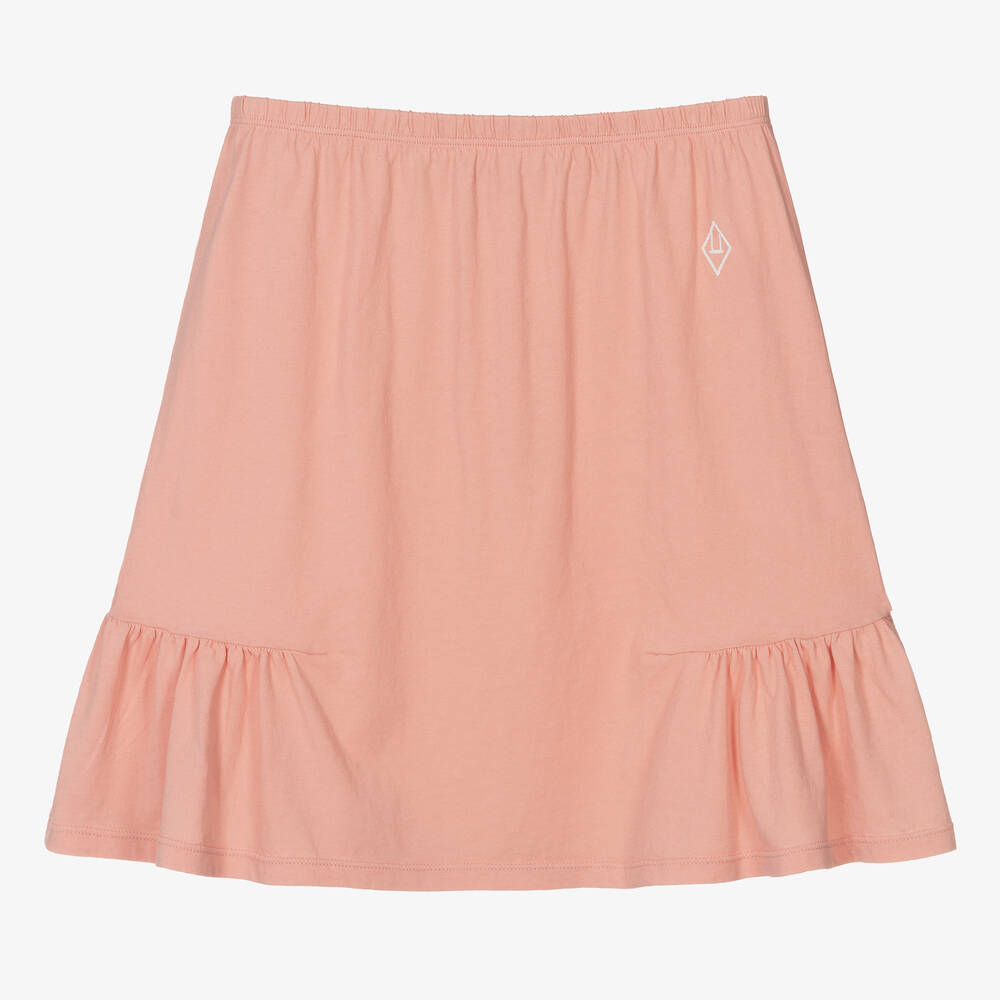 The Animals Observatory Kids' Embroidered-logo Cotton Skirt In Pink