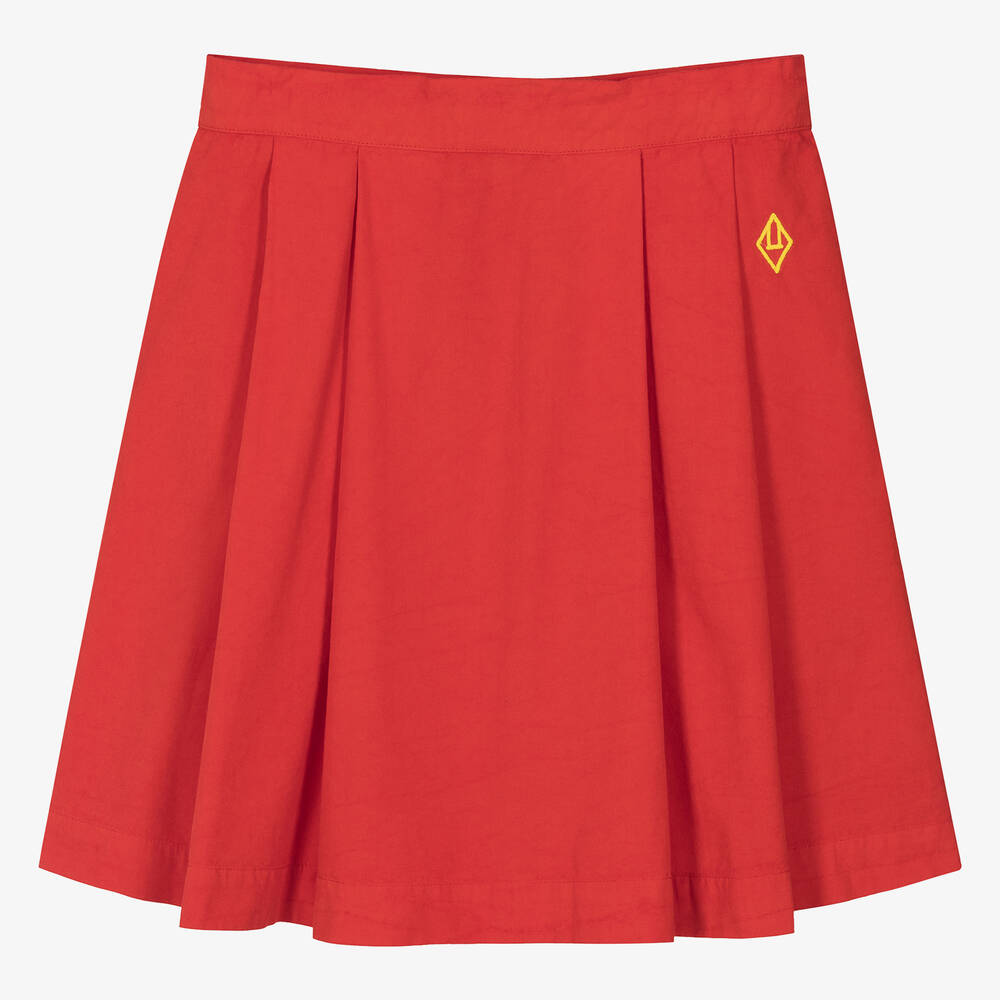 The Animals Observatory - Teen Girls Red Pleated Cotton Skirt | Childrensalon