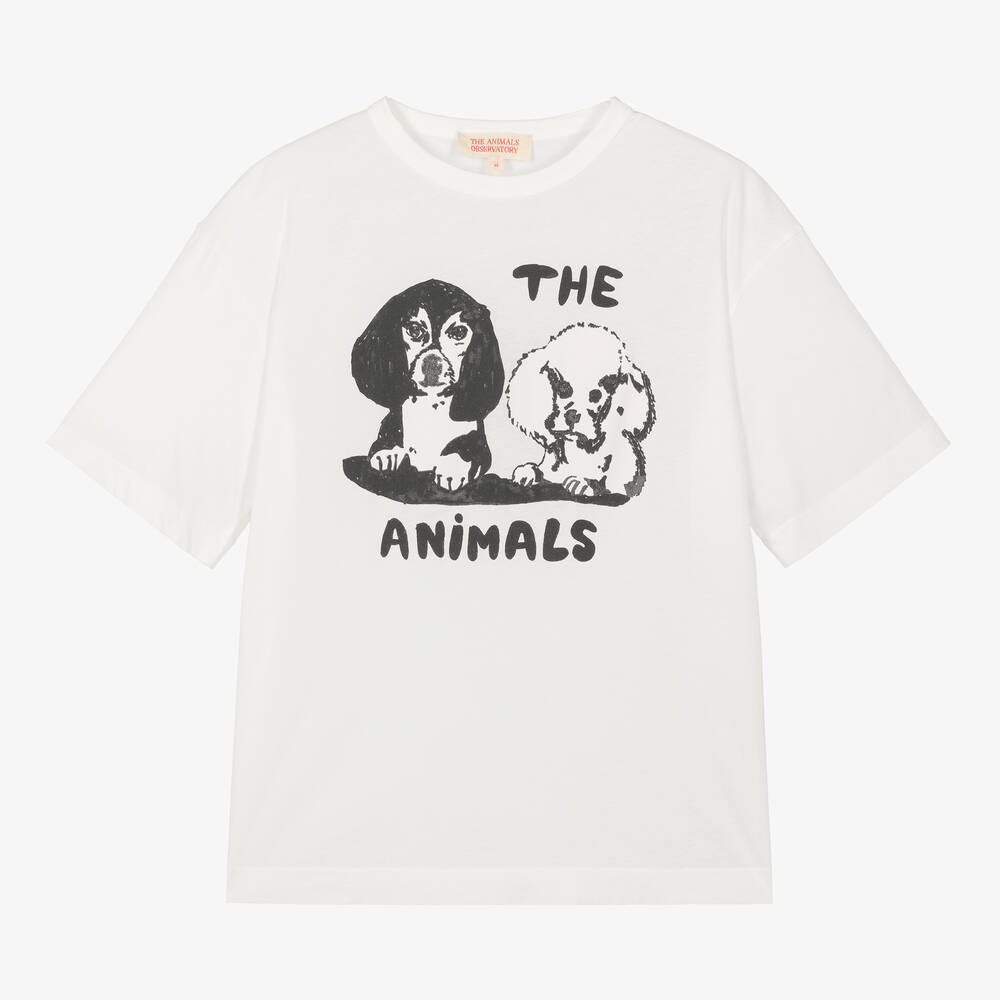 The Animals Observatory Teen White Dogs Cotton T-shirt