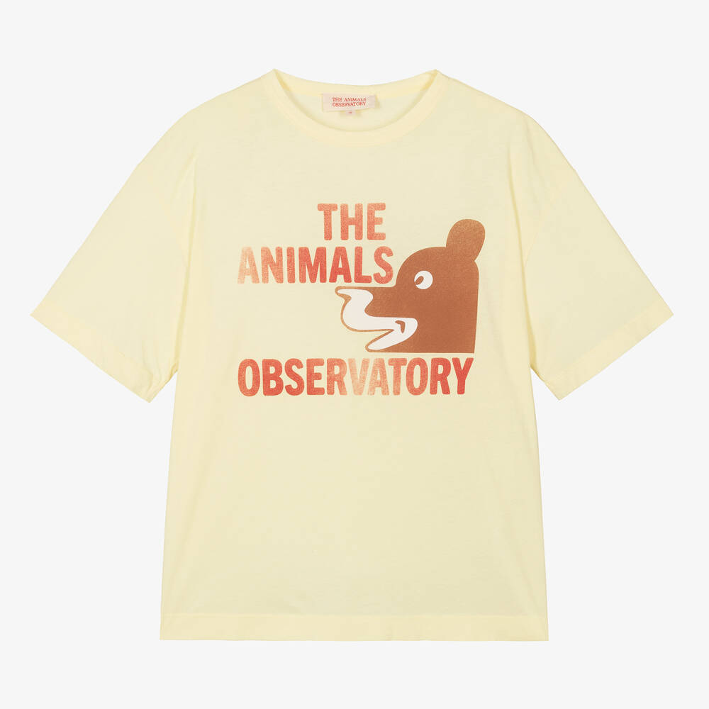 The Animals Observatory - تيشيرت أوفرسايز قطن لون أصفر باستيل تينز | Childrensalon