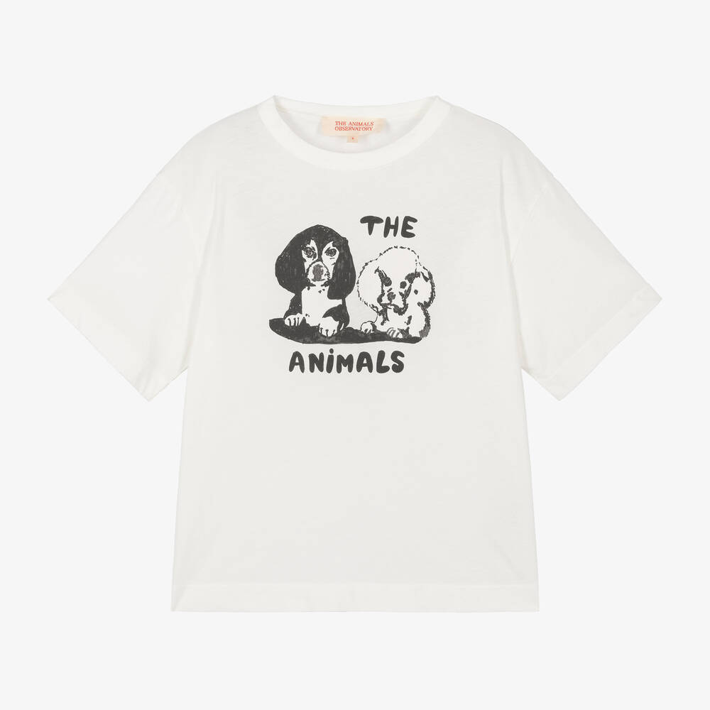 The Animals Observatory - White Dogs Cotton T-Shirt | Childrensalon