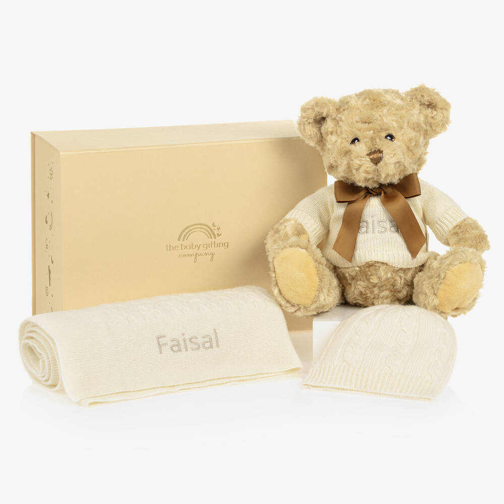 The Baby Gifting Company - Ivory Cashmere Personalised Hamper | Childrensalon