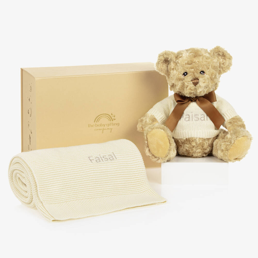 The Baby Gifting Company - Ivory Personalised Teddy Hamper | Childrensalon