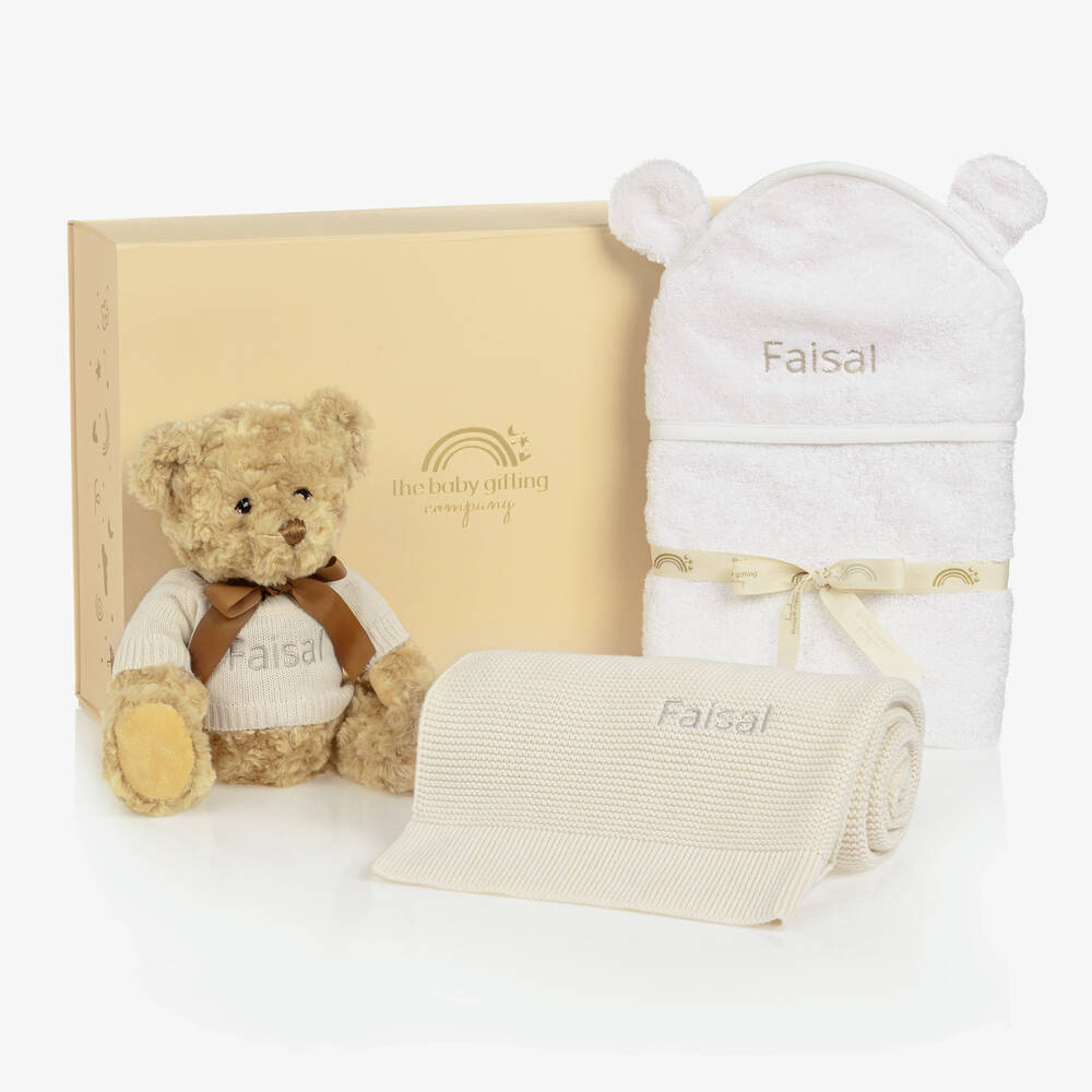 The Baby Gifting Company - سلة هامبر مخصصة لون عاجي للأطفال | Childrensalon