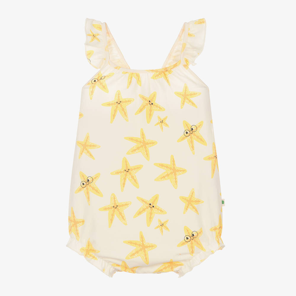 Shop The Bonnie Mob Baby Girls Beige Starfish Shortie In Yellow