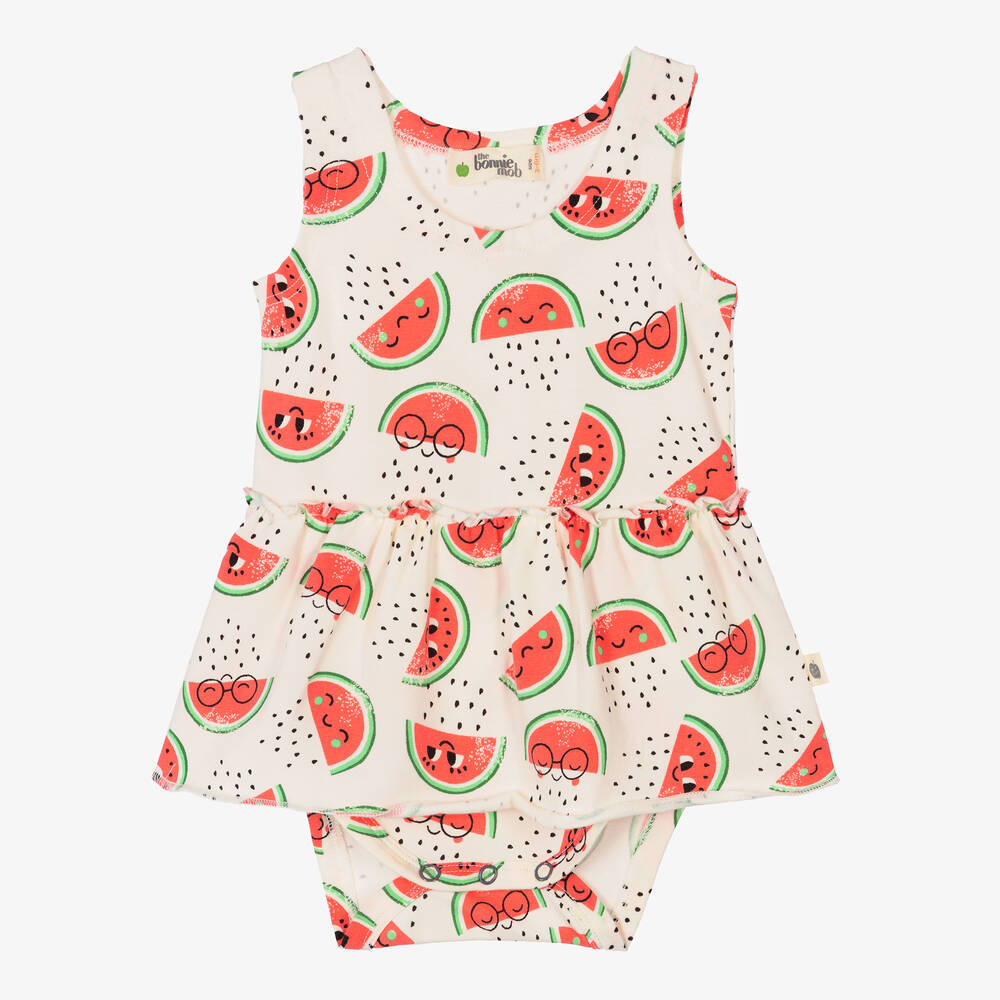 The Bonnie Mob - Baby Girls Ivory Cotton Watermelon Dress | Childrensalon