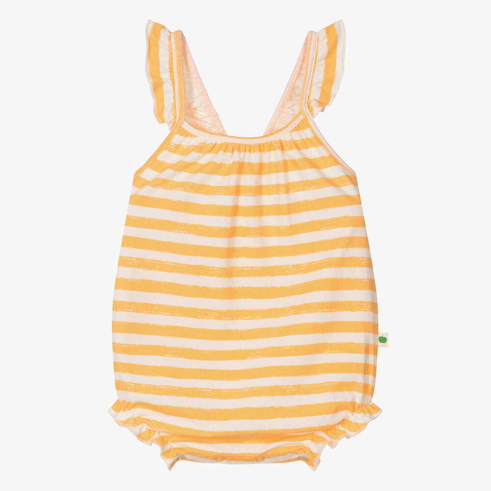 The Bonnie Mob - Baby Girls Orange Stripe Cotton Shortie | Childrensalon