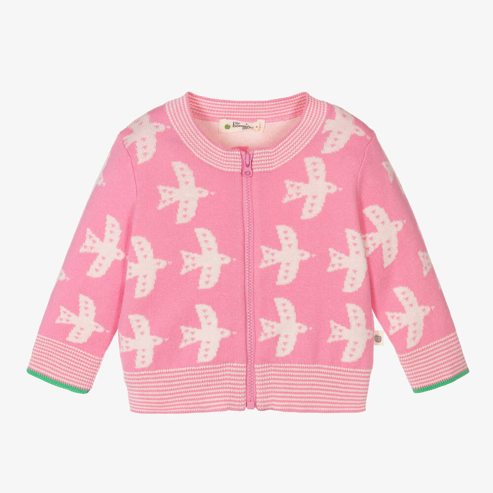 The Bonnie Mob - Baby Girls Pink Cotton Zip-Up Cardigan | Childrensalon