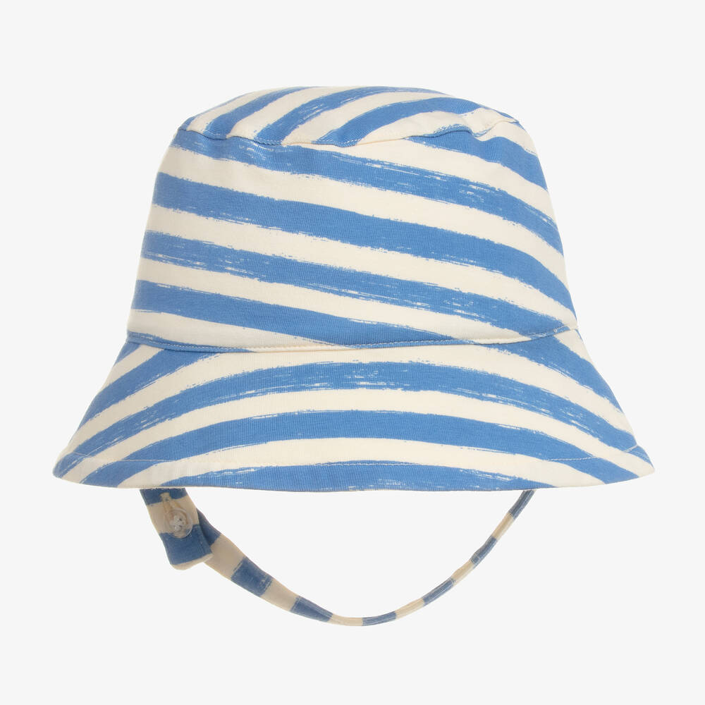 The Bonniemob - Blue Organic Cotton Stripe Baby Hat  | Childrensalon