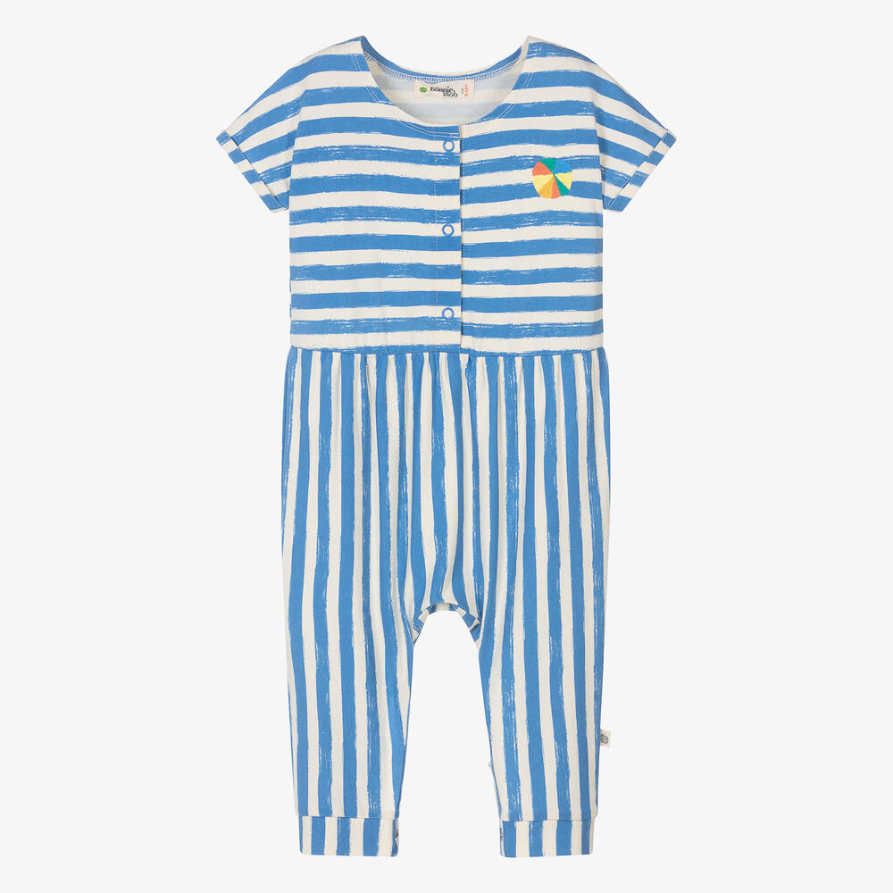 Shop The Bonnie Mob Blue Stripe Organic Cotton Baby Jumpsuit