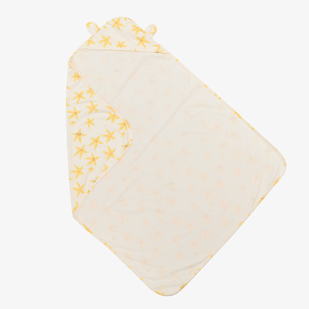 The Bonniemob - Ivory Organic Cotton Hooded Blanket (94cm) | Childrensalon