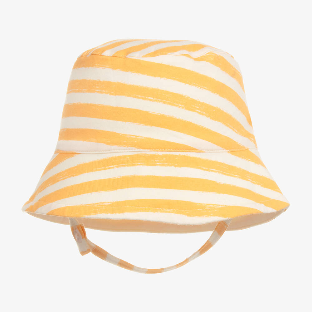 The Bonnie Mob - Orange Organic Cotton Stripe Baby Hat | Childrensalon