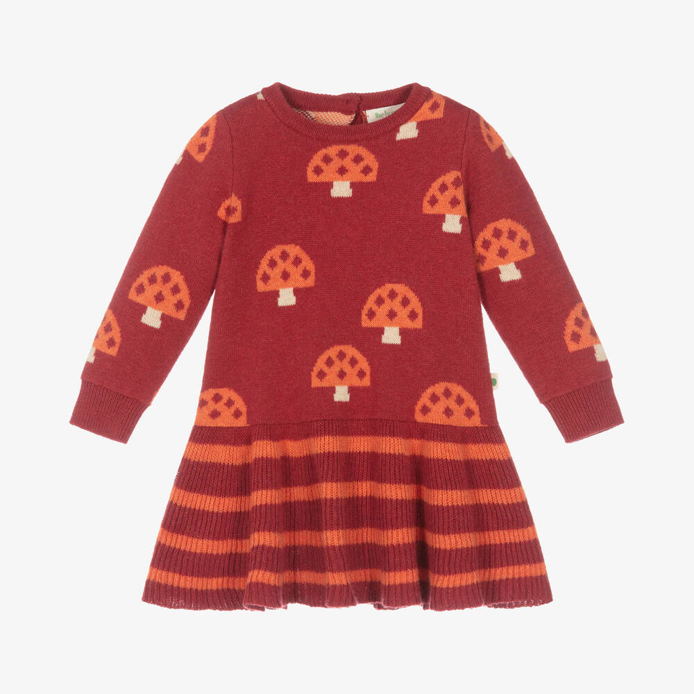 The Bonniemob - Baby Girls Red Cotton & Cashmere Knit Dress | Childrensalon