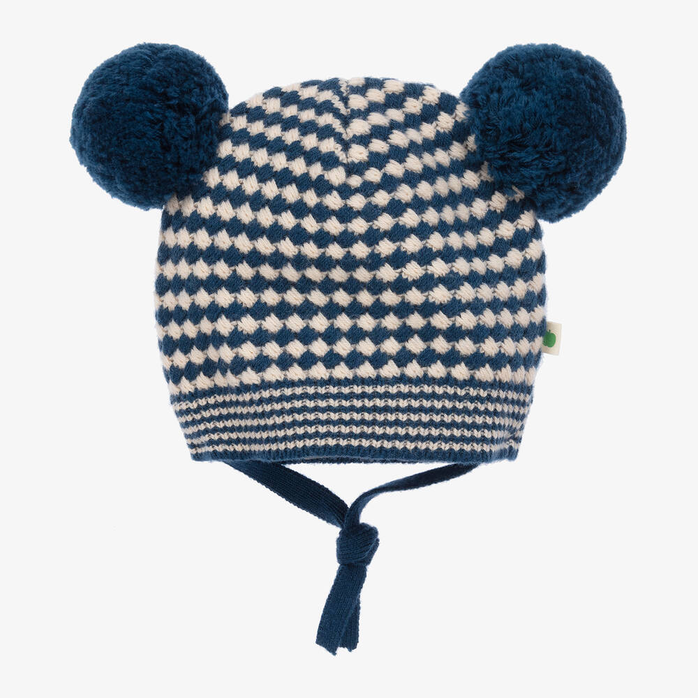 The Bonniemob - Blue Check Wool & Organic Cotton Hat | Childrensalon