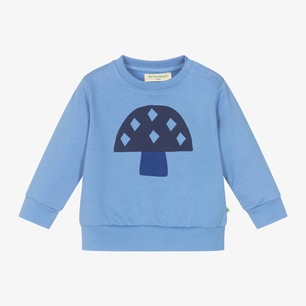 The Bonniemob - Blue Organic Cotton Baby Sweatshirt | Childrensalon