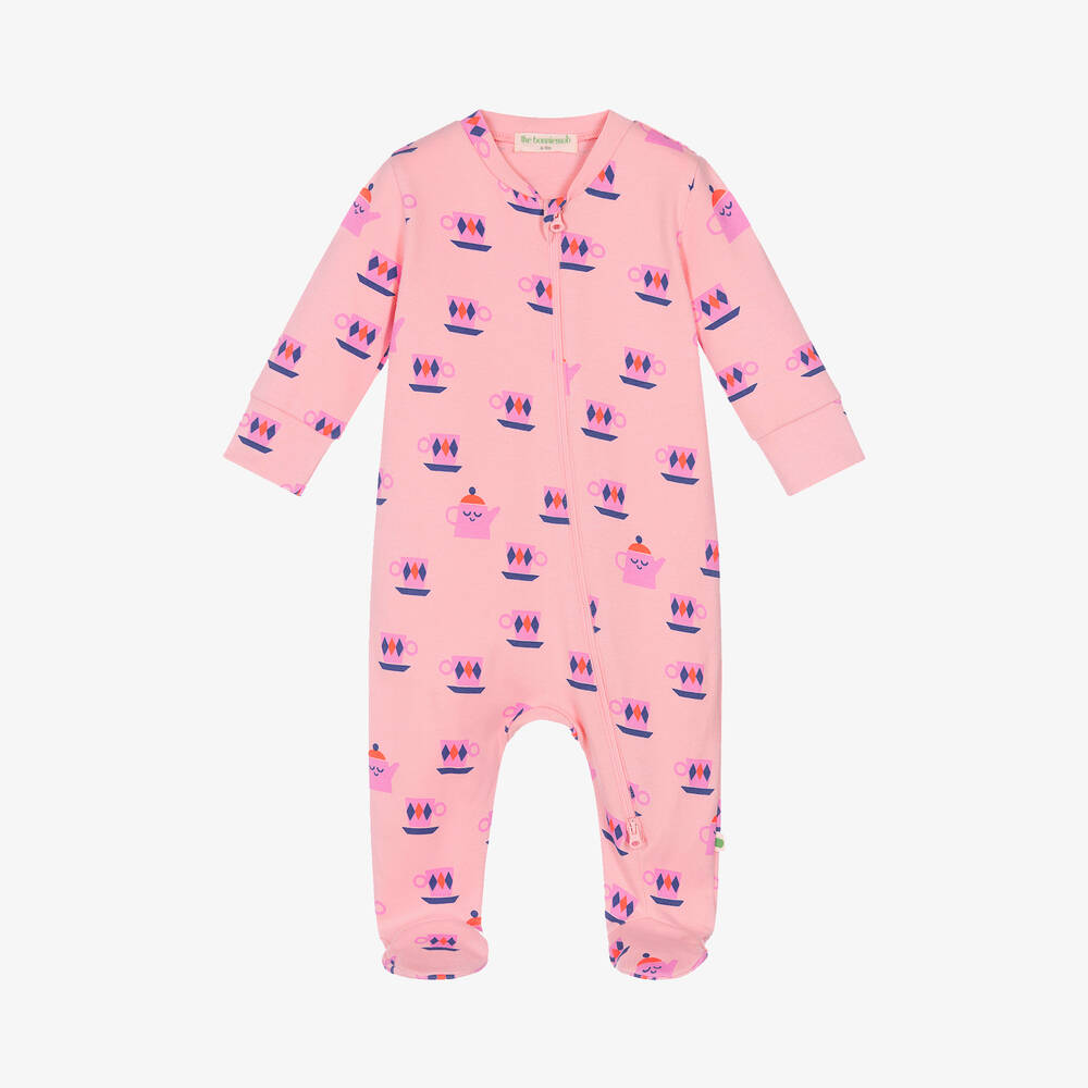 The Bonniemob - Girls Pink Organic Cotton Babygrow | Childrensalon