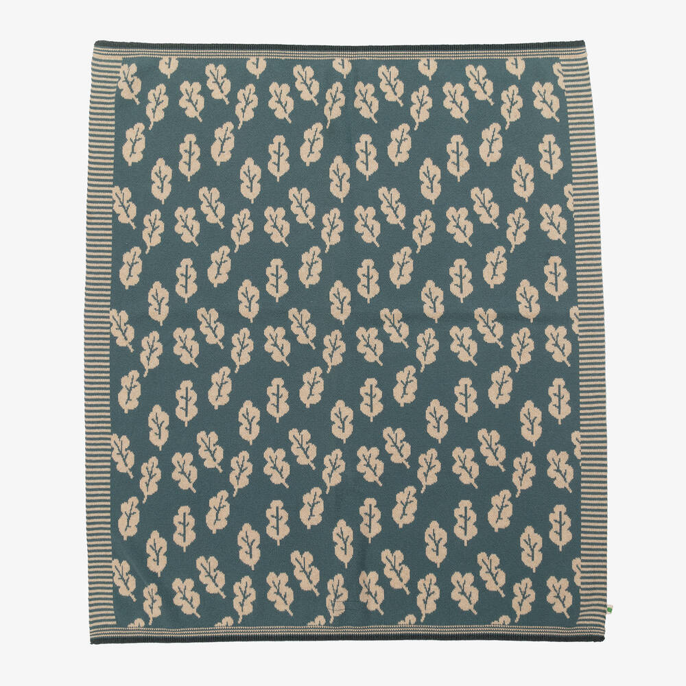 The Bonniemob - Green Leaf Cotton & Cashmere Blanket (83cm) | Childrensalon